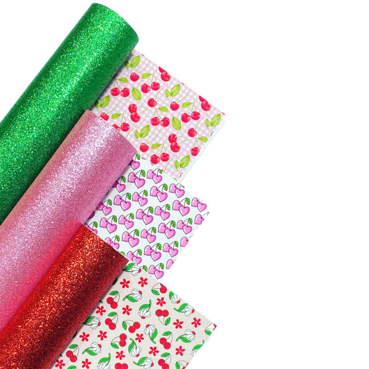 Cherry Fine Glitter Double Sided Fabric