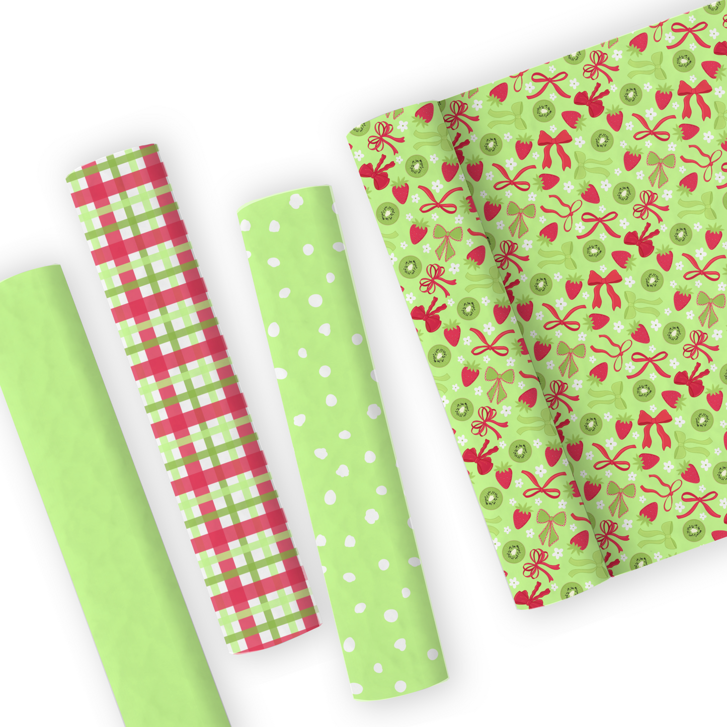 Lime/Strawberry And Bows Leatherette And Coordinating Fabrics