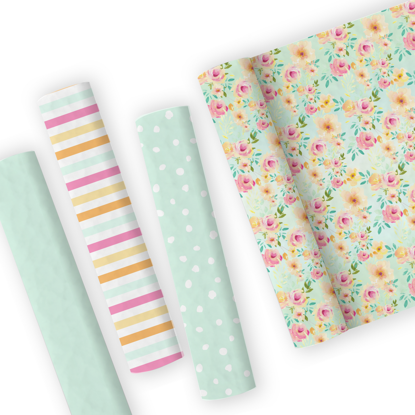 Mint Shabby Chic Floral Leatherette And Coordinating Fabrics