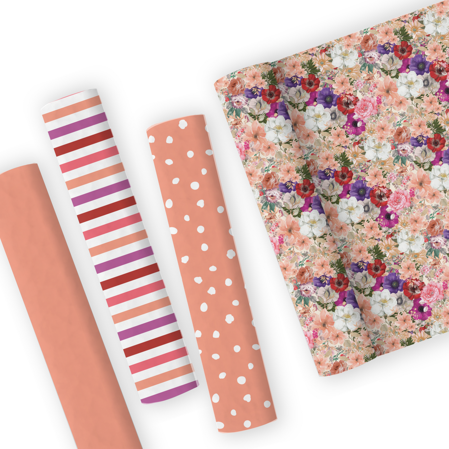 Orange Shabby Chic Floral Leatherette And Coordinating Fabrics