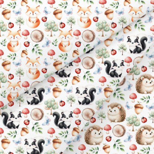 Fox, Skunk And Hedgehog Printed Fabric