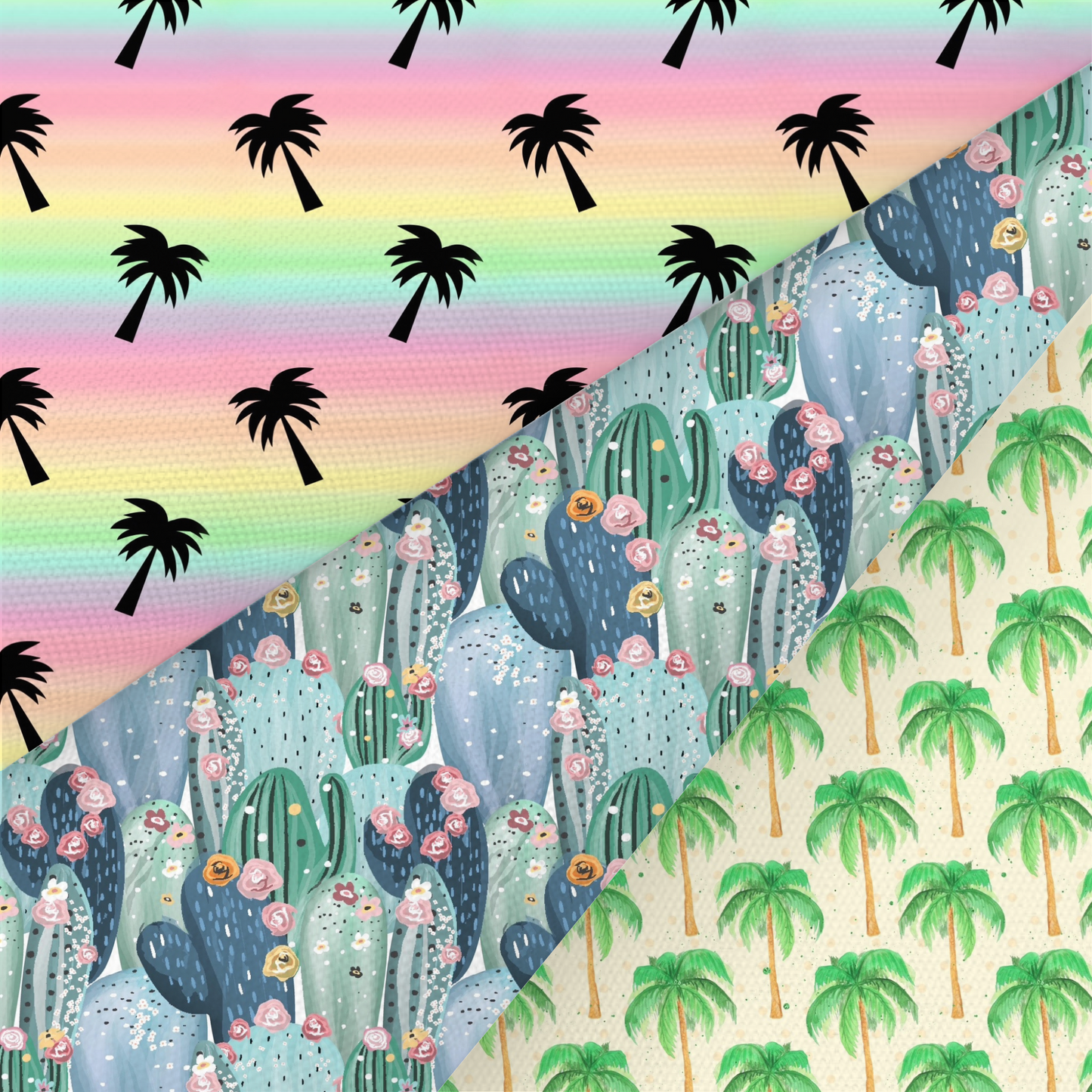 Cactus And Palm Tree Printed Fabric