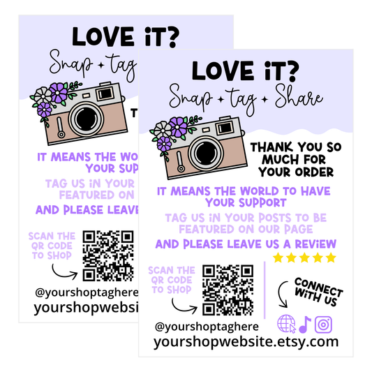 Purple Snap Tag Share Cards