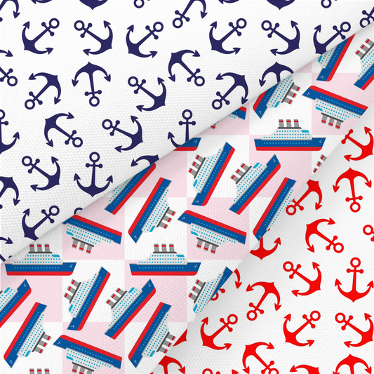 Anchor And Boat Printed Fabric