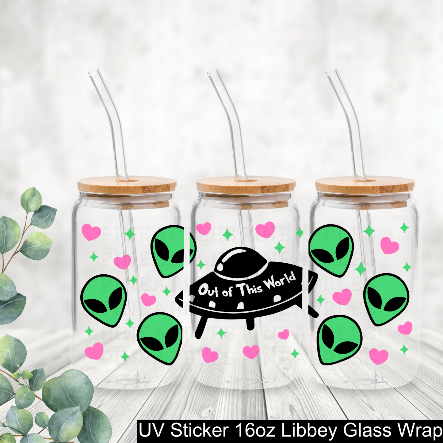 Out Of This World 16oz Libbey Glass Sticker Wrap Transfer