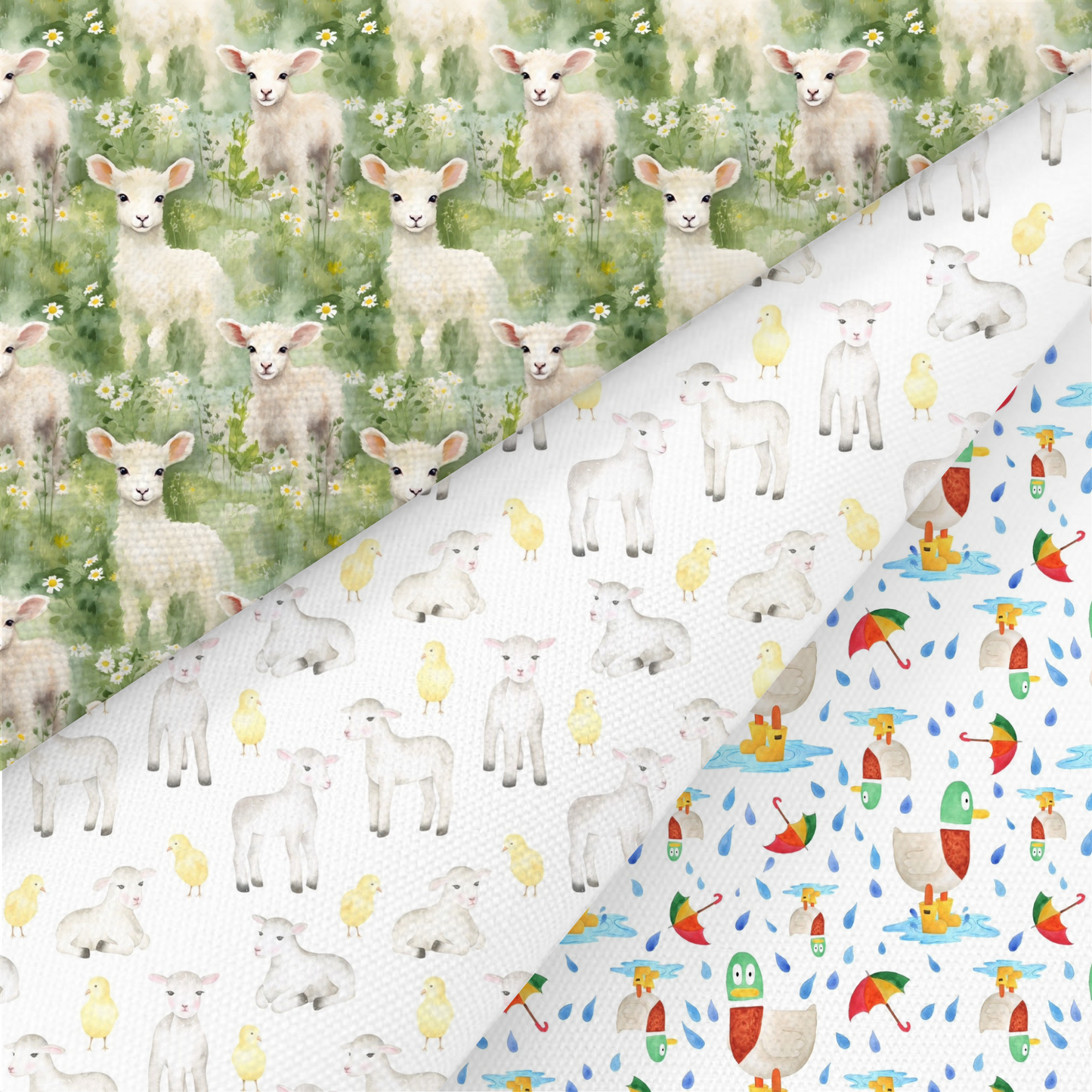 Lamb And Duck Printed Fabric