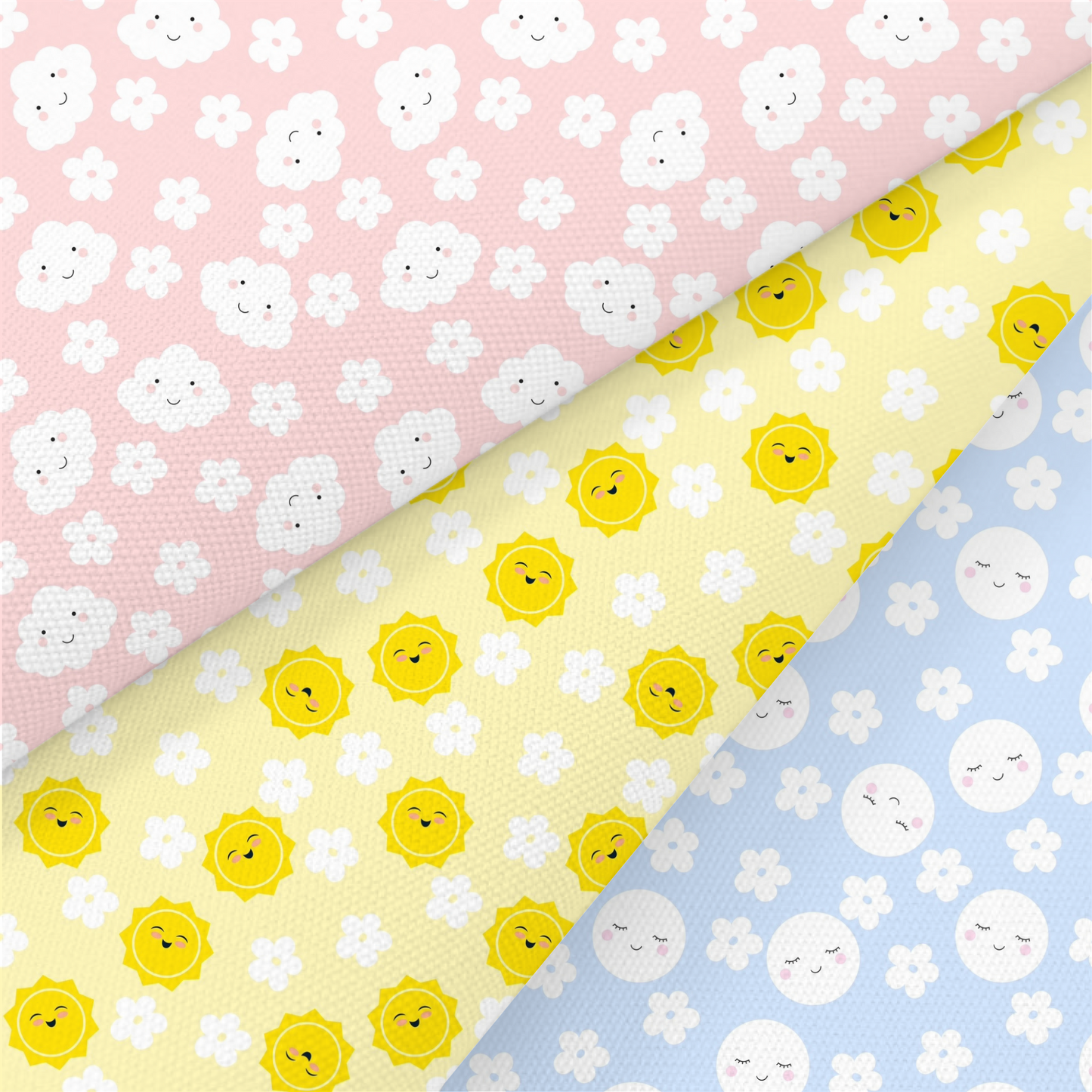 Cloud, Sun And Moon Printed Fabric