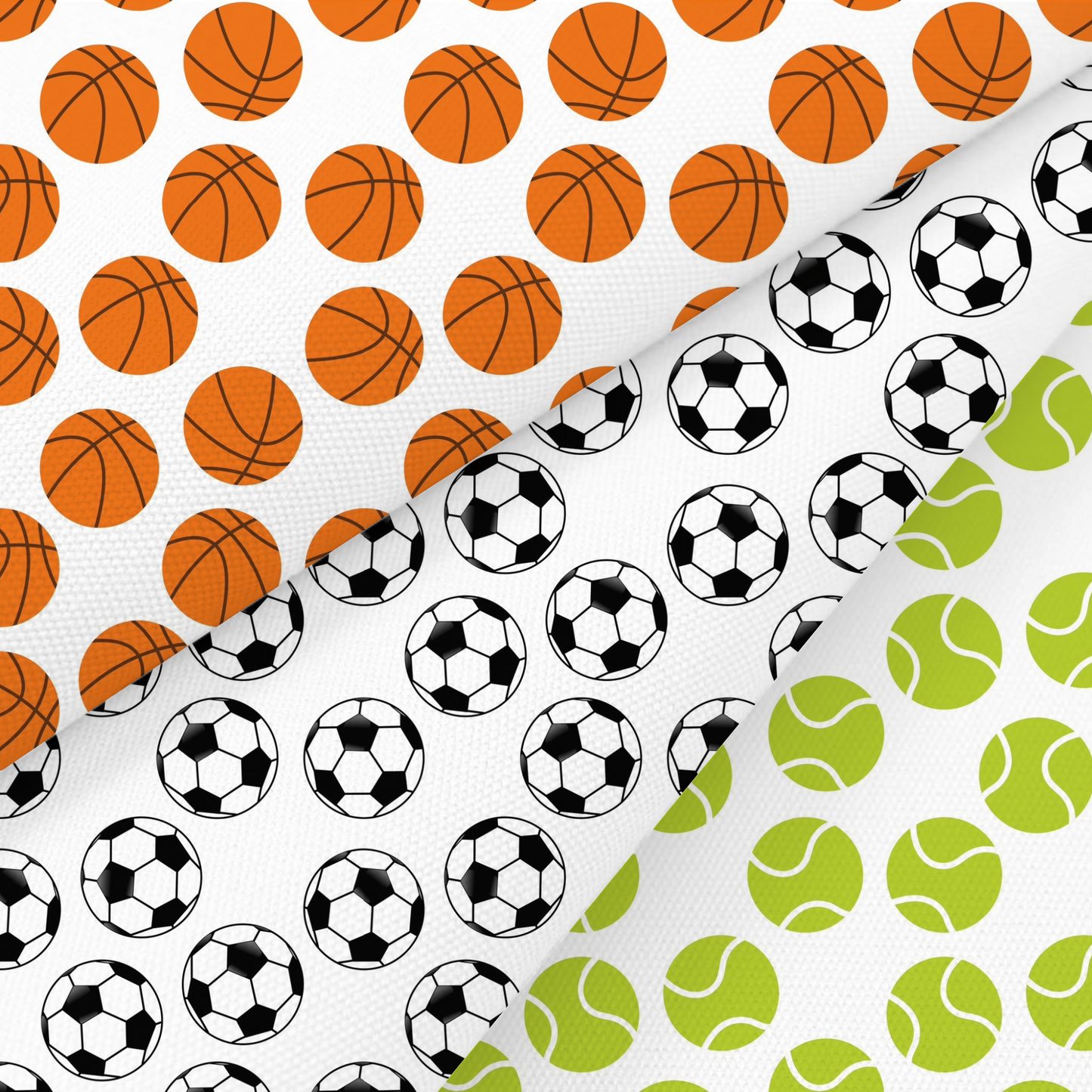 Football, Tennis And Basketball Printed Fabric