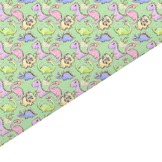 Green Dinosaur Canvas And Felt Backed Fabric - SKU B44