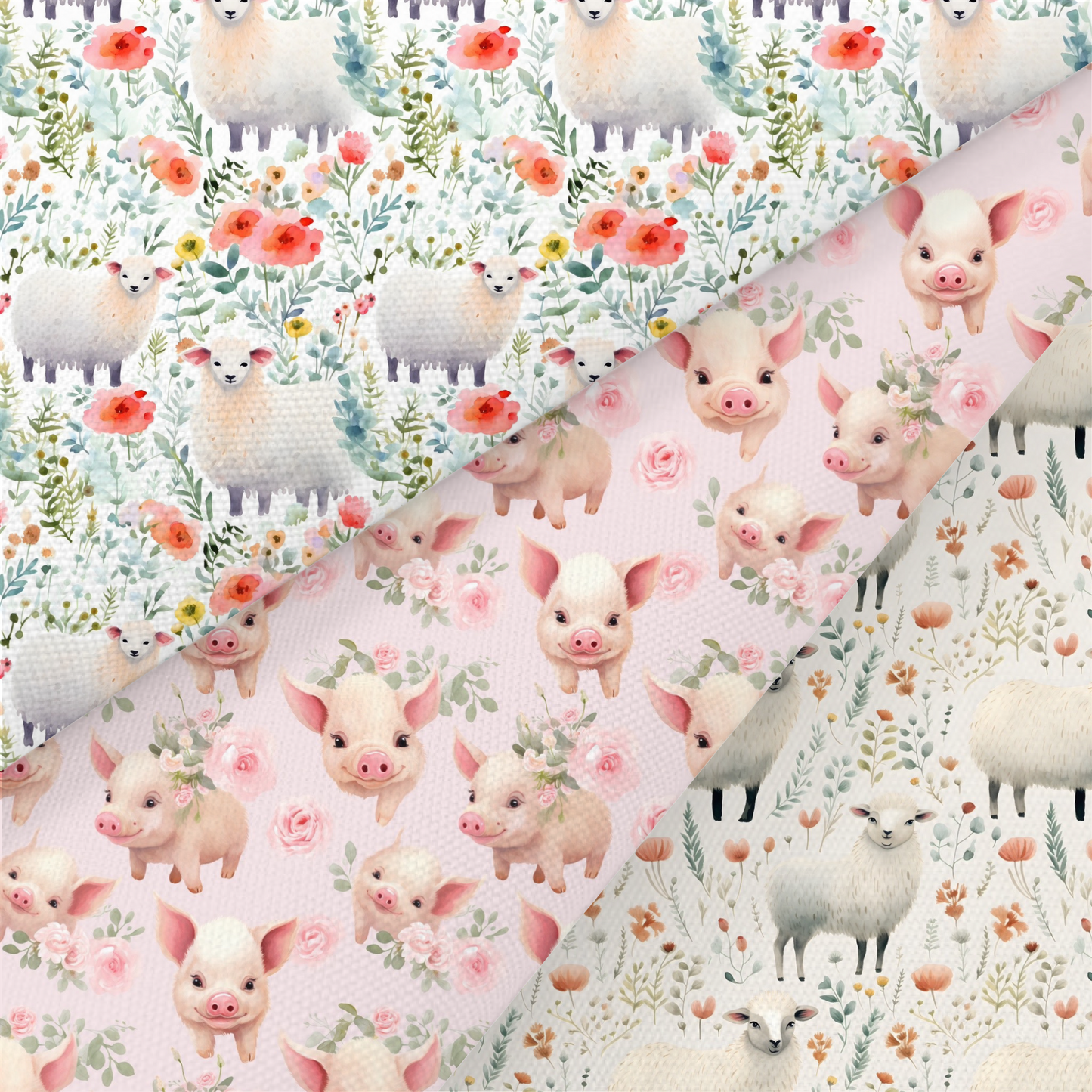 Pig And Sheep Printed Fabric