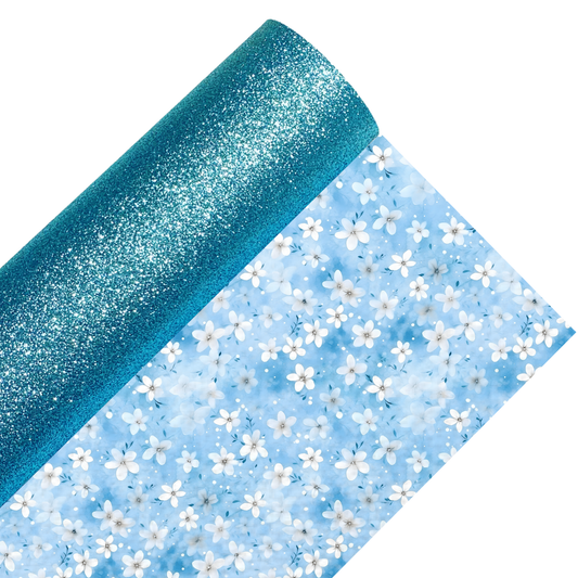 Ditsy Floral Fine Glitter Double Sided Fabric