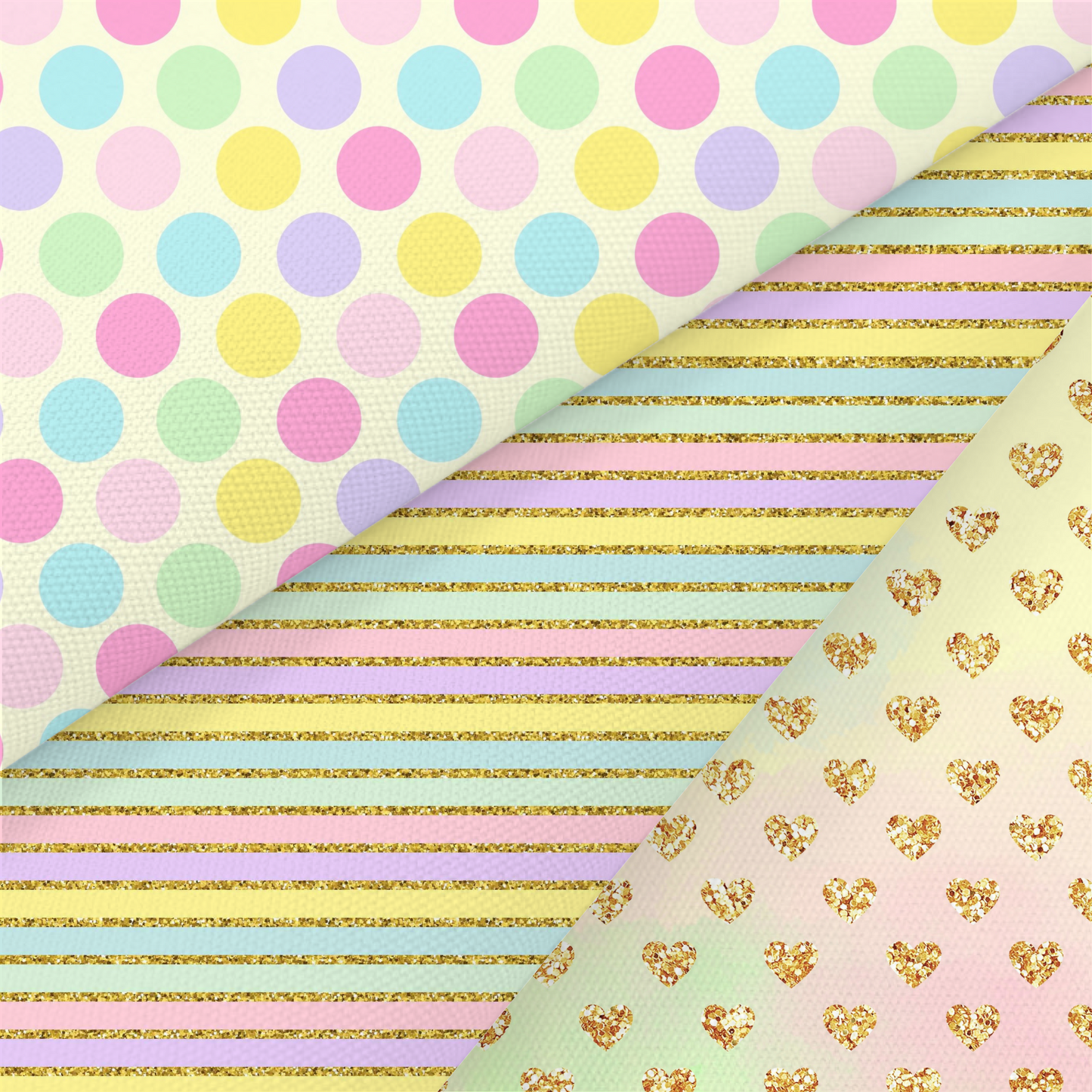 Hearts, Dots And Stripes Printed Fabric