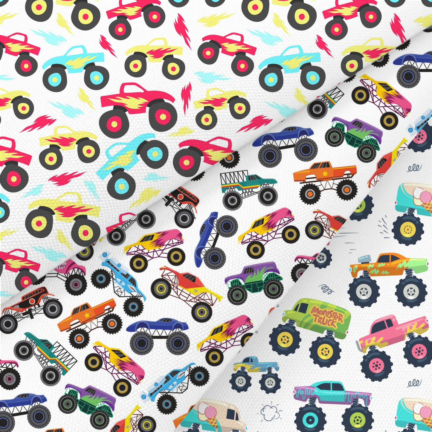 Monster Truck Printed Fabric