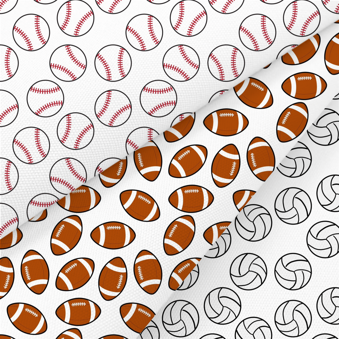 Baseball, Rugby And Volleyball Printed Fabric