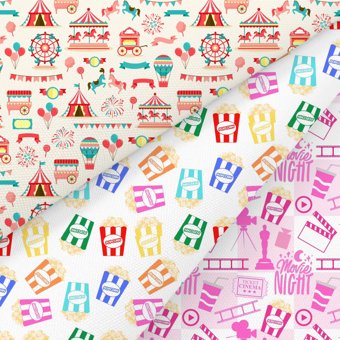 Circus And Movie Night Printed Fabric