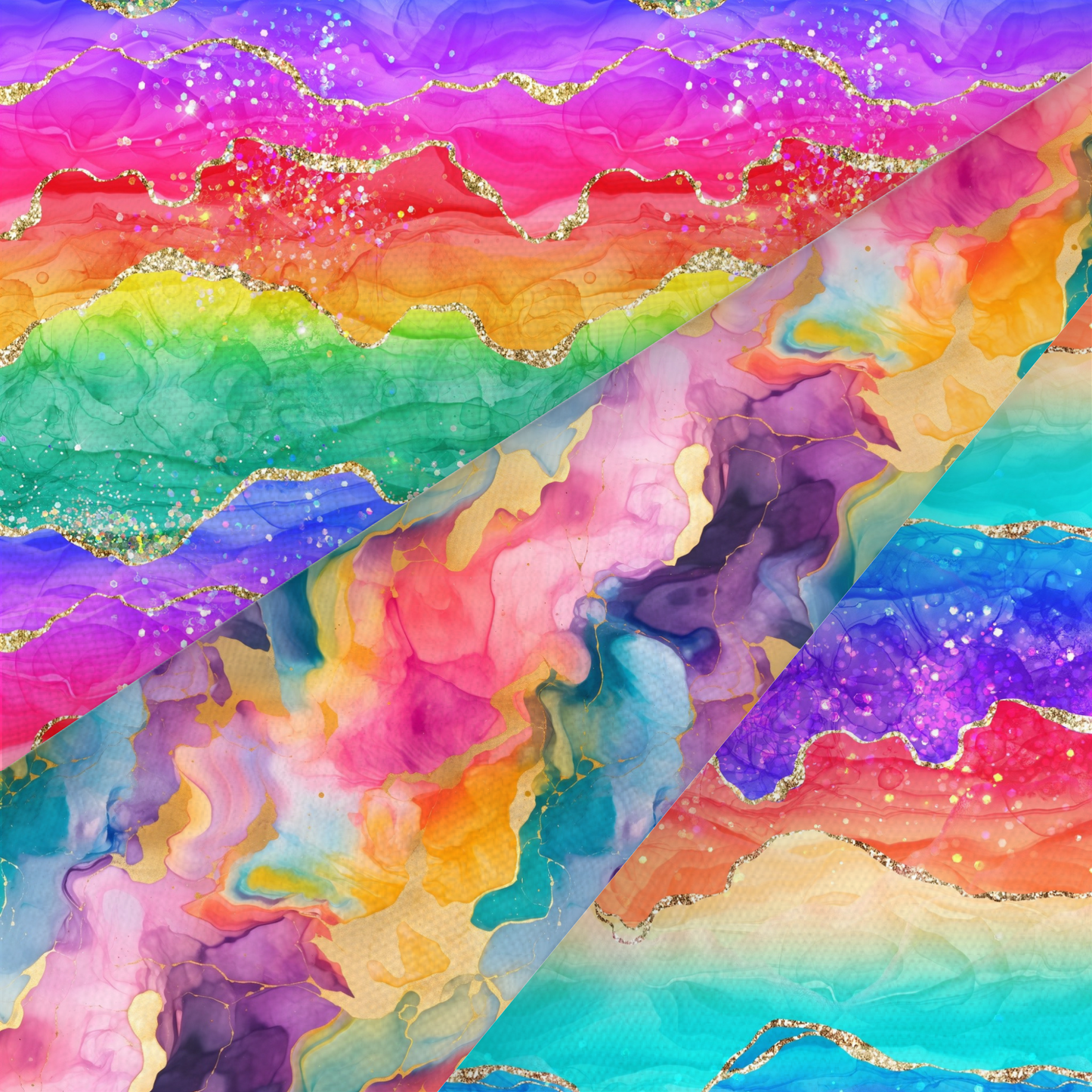 Rainbow Agate Printed Fabric