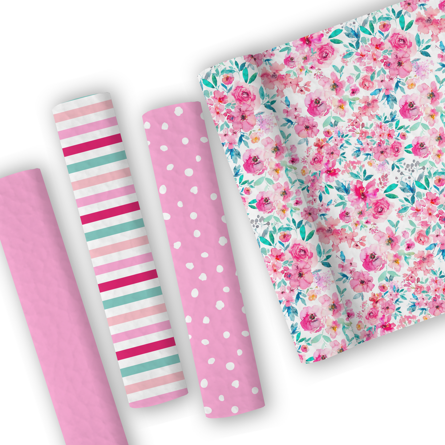 Pink Ditsy Floral Leatherette And Coordinating Fabrics