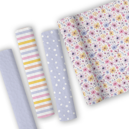 Purple Ditsy Floral Leatherette And Coordinating Fabrics