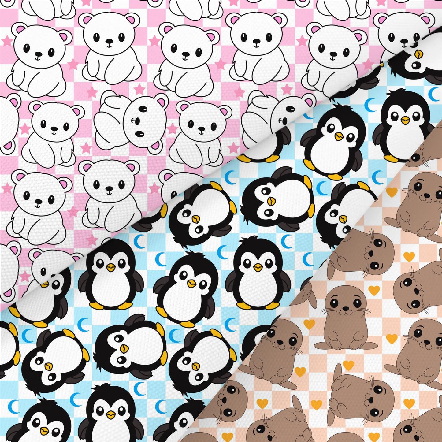 Polar Bear, Penguin And Seal Printed Fabric