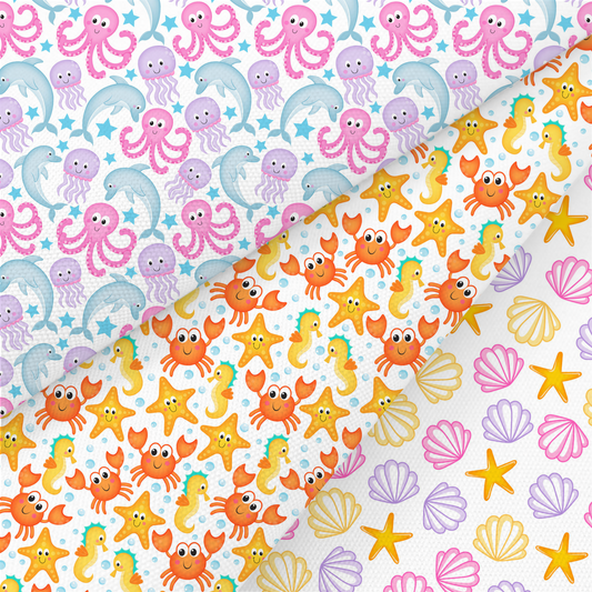 Sea Animals Printed Fabric