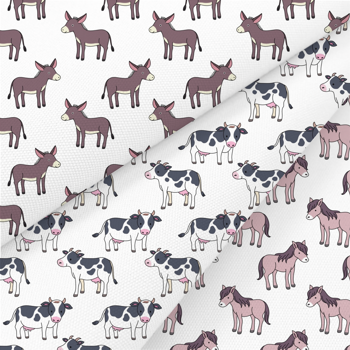 Horse, Donkey And Cow Printed Fabric