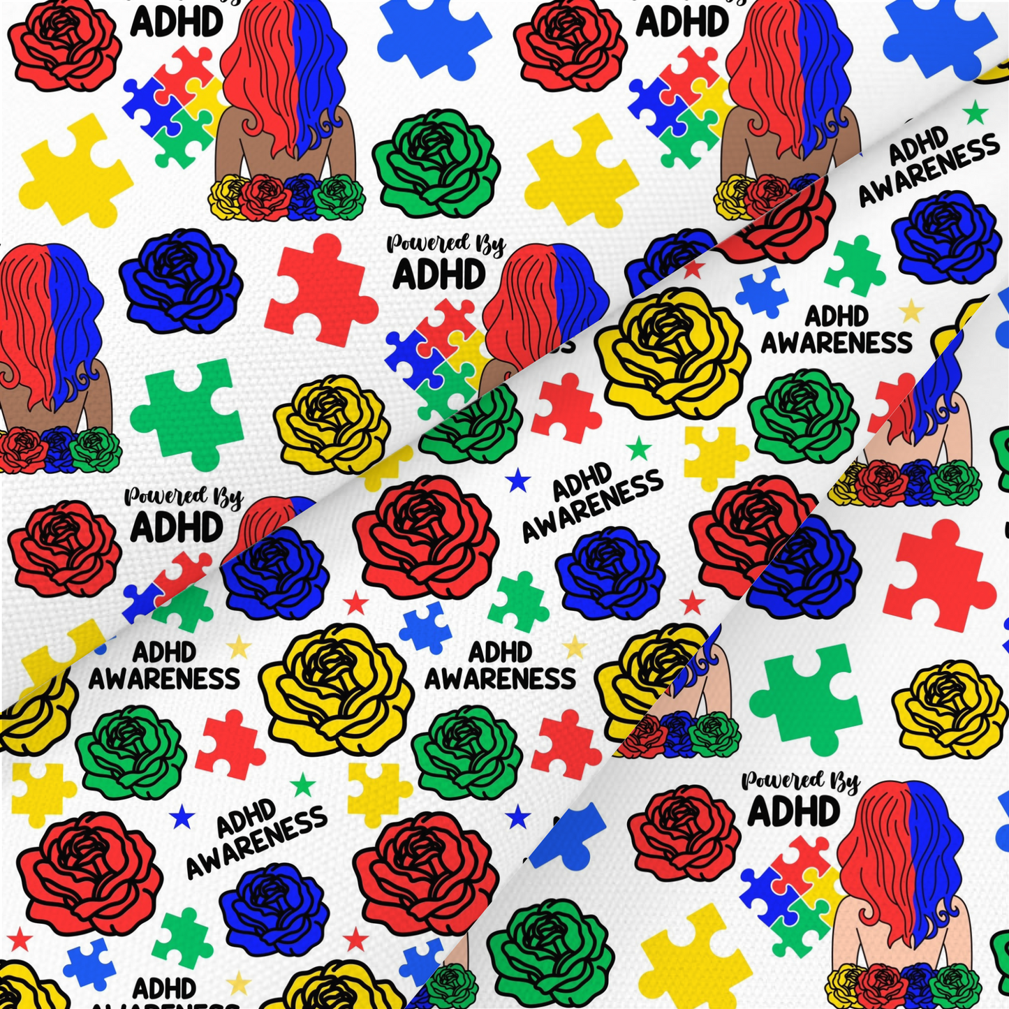 ADHD Awareness Printed Fabric