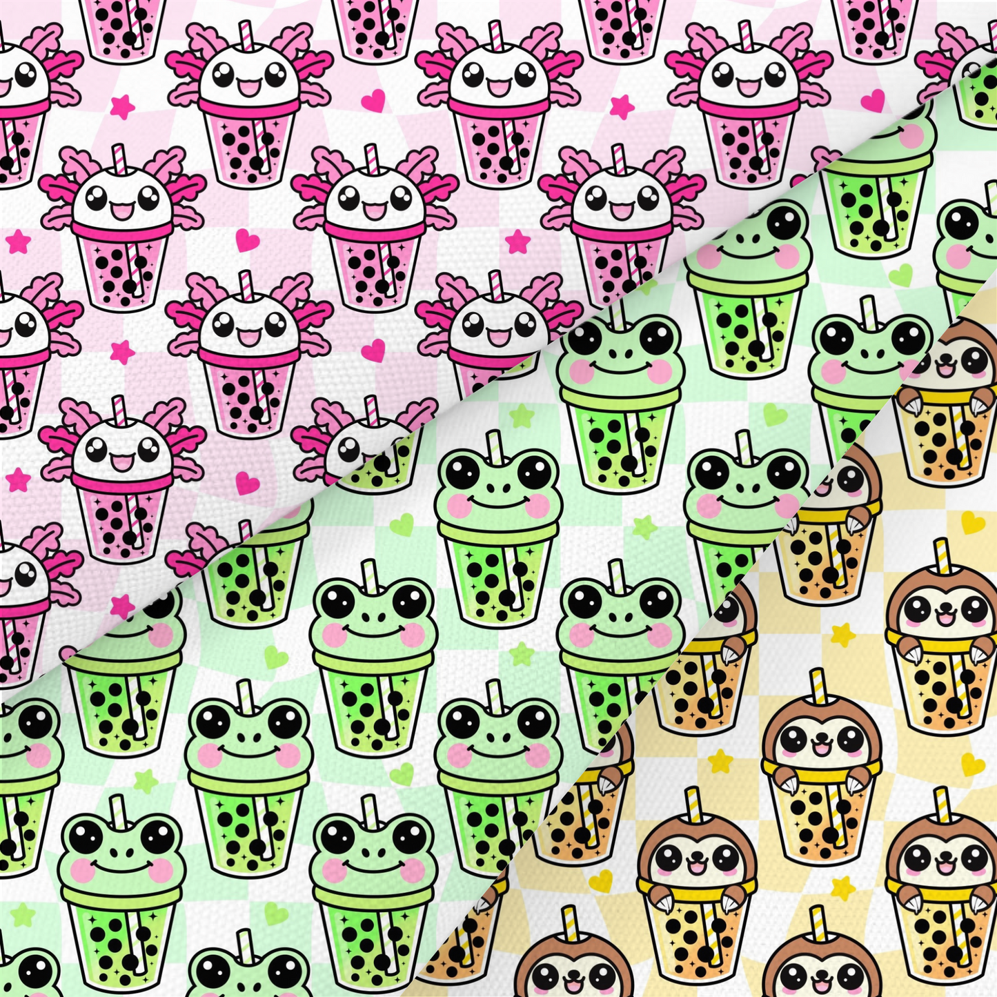 Kawaii Bubble Tea Printed Fabric