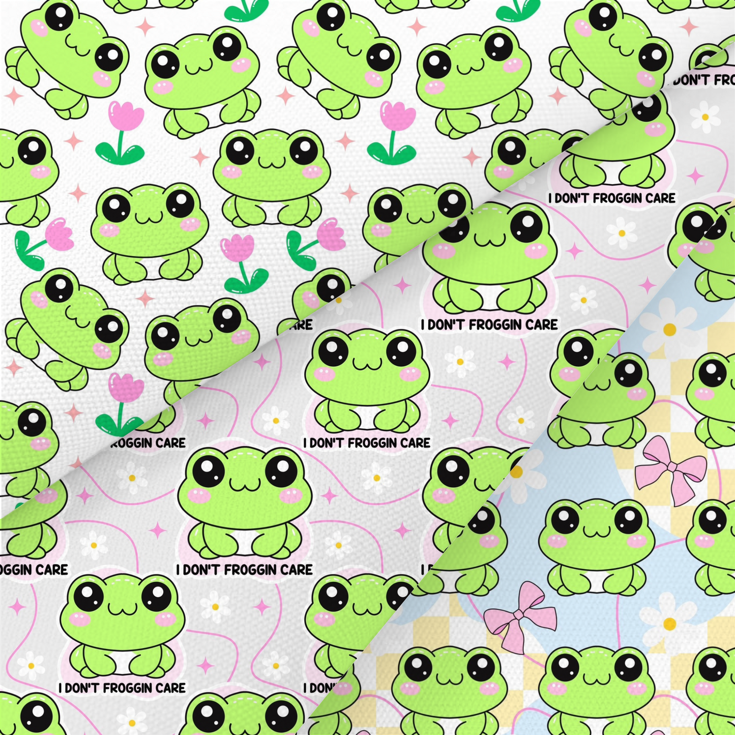 Kawaii Frog Printed Fabric