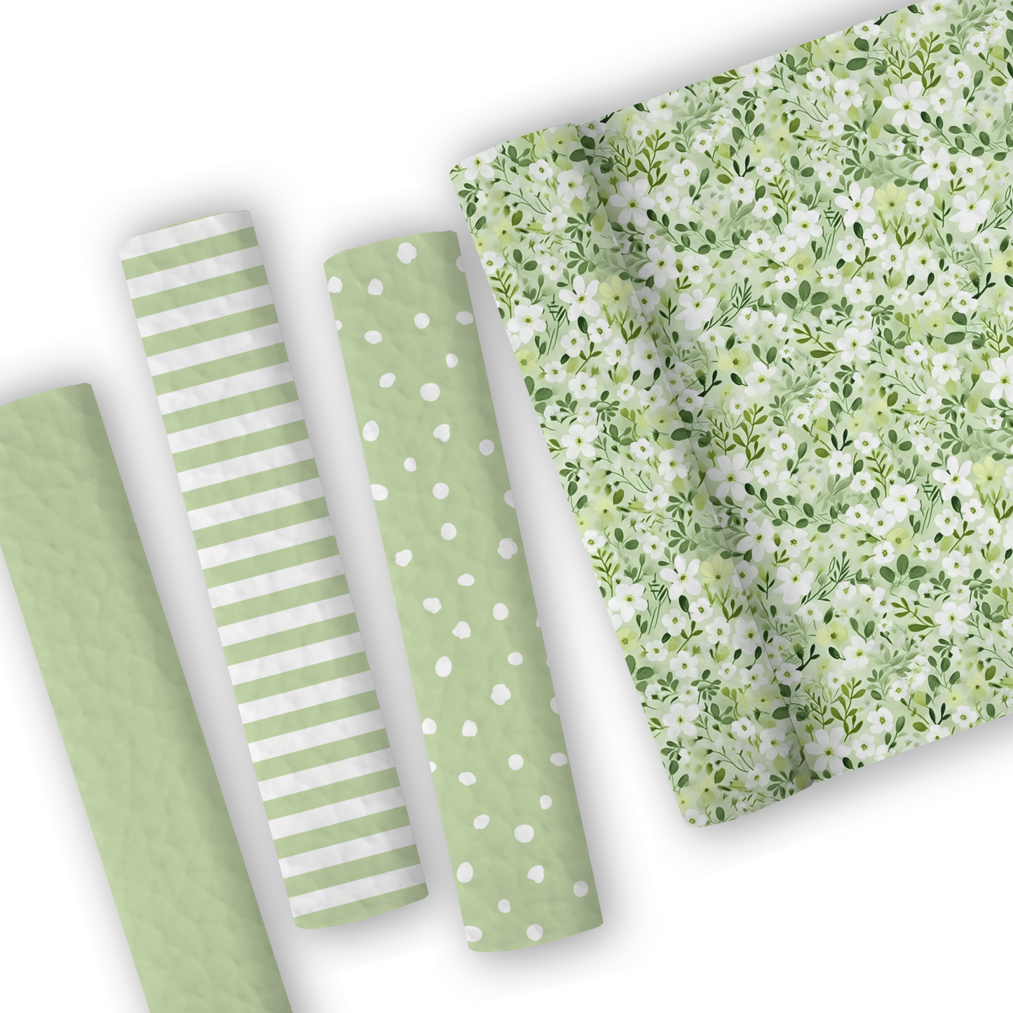 Green Ditsy Floral Leatherette And Coordinating Fabrics