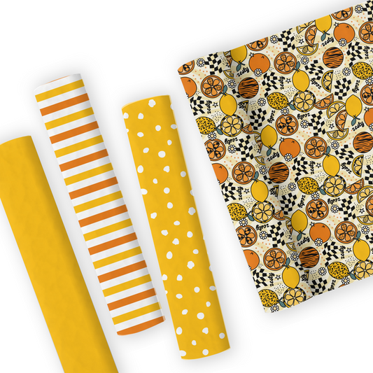 Lemon and Orange Leatherette And Coordinating Fabrics
