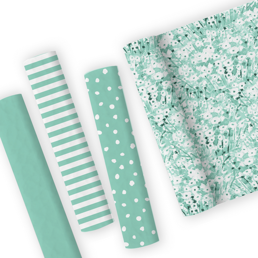 Green Shabby Chic Floral Leatherette And Coordinating Fabrics