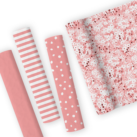Pink Shabby Chic Floral Leatherette And Coordinating Fabrics