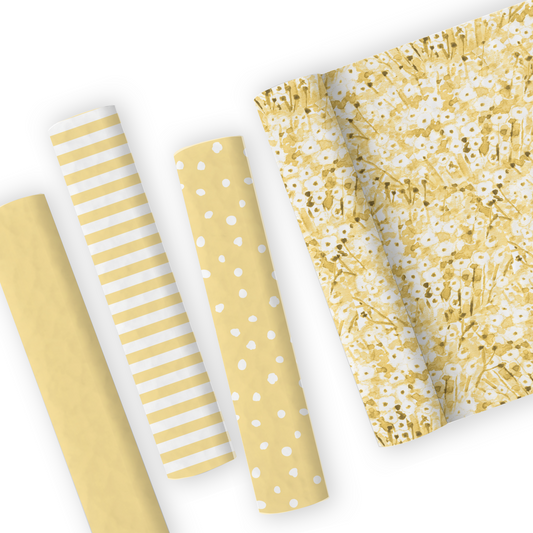 Yellow Shabby Chic Floral Leatherette And Coordinating Fabrics