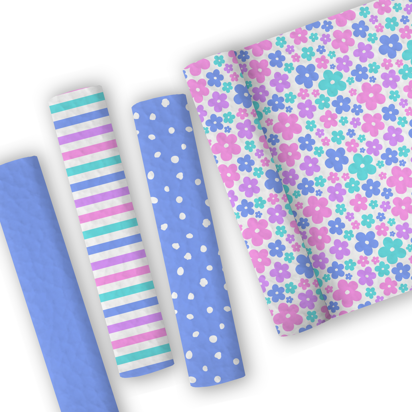 Blue/Pink Ditsy Floral Leatherette And Coordinating Fabrics