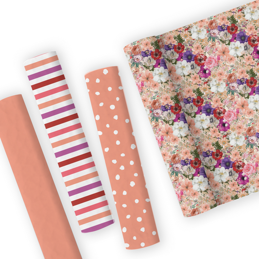Orange Shabby Chic Floral Leatherette And Coordinating Fabrics