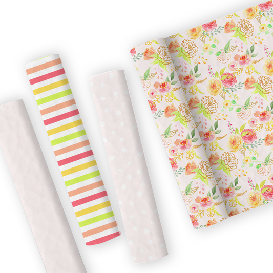 Pink Shabby Chic Floral Leatherette And Coordinating Fabrics