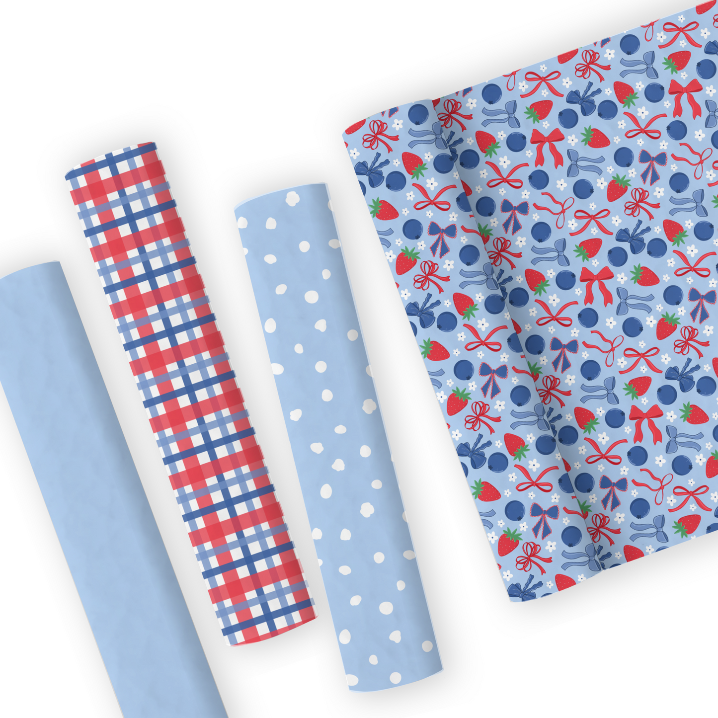 Blueberry/Strawberry And Bows Leatherette And Coordinating Fabrics