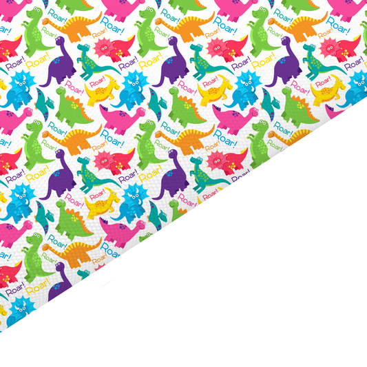 Rainbow Dinosaur Canvas And Felt Backed Fabric - SKU B41