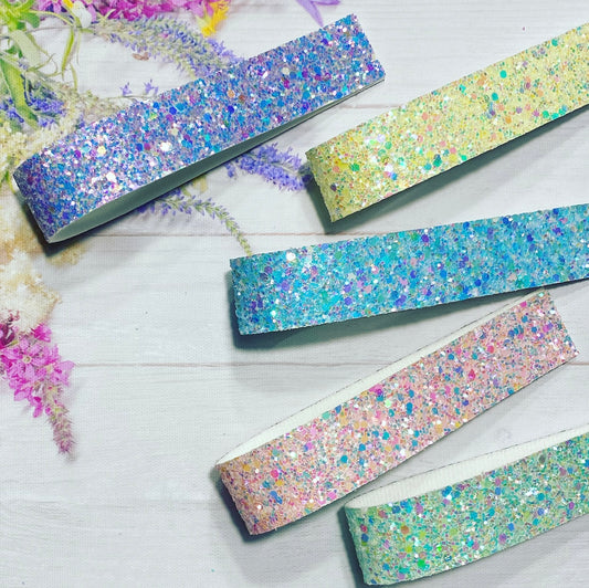 Pastel Sugar Chunky Glitter Felt Backing Pre Cut Wristlet And Bookmark Strips  • Sold In Packs Of 5