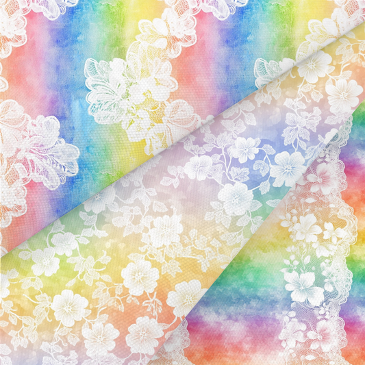 Rainbow Lace Effect Printed Fabric