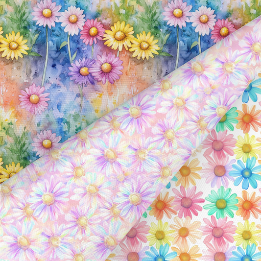 Rainbow Daisy Printed Fabric