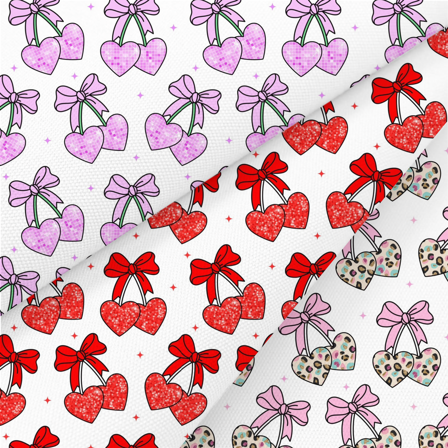 Valentines Cherries Printed Fabric