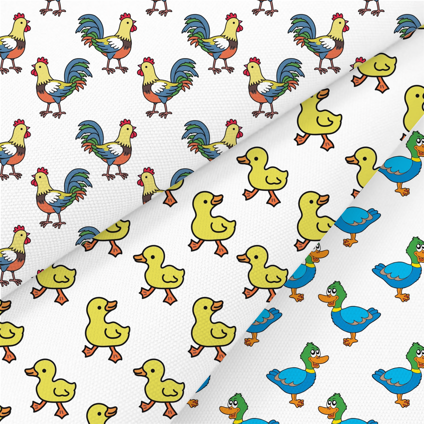 Duck And Chicken Printed Fabric