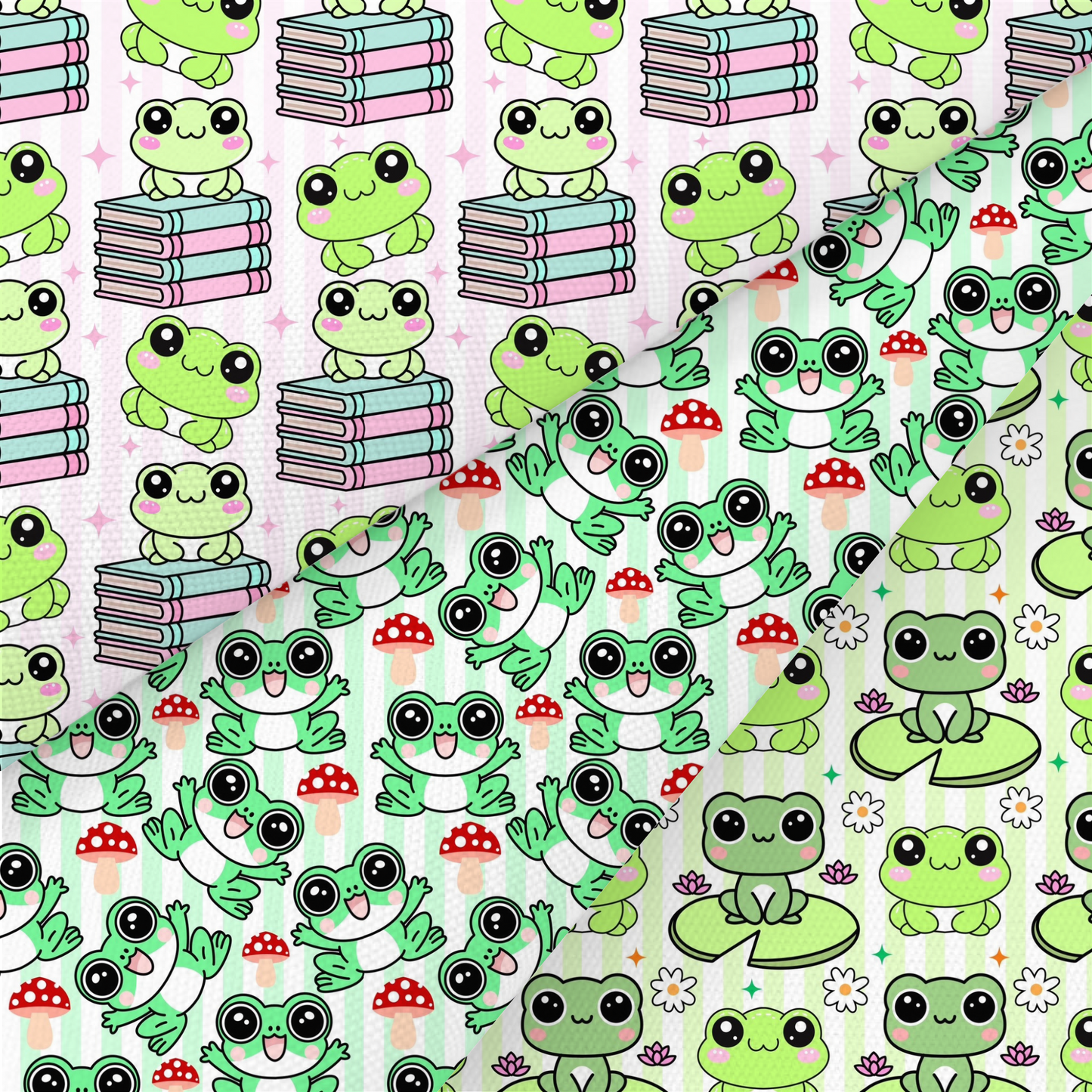 Kawaii Frog Printed Fabric