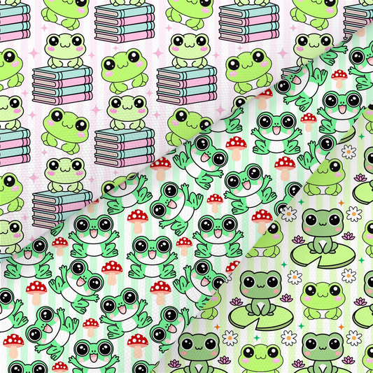Kawaii Frog Printed Fabric