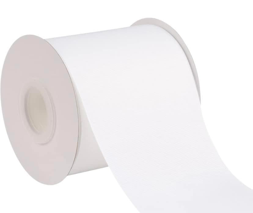 20 Metres 100mm Wide White Grosgrain Ribbon