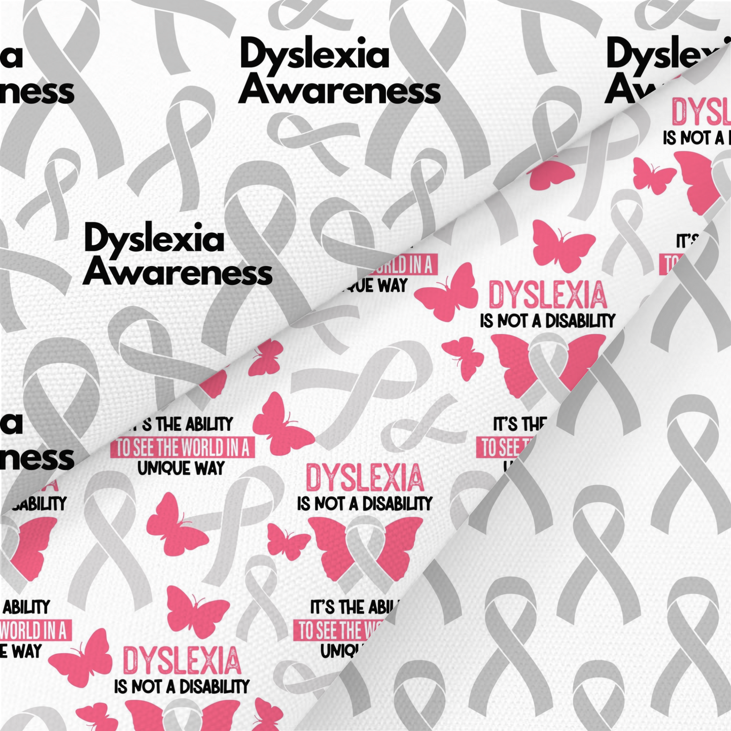 Dyslexia Awareness Printed Fabric