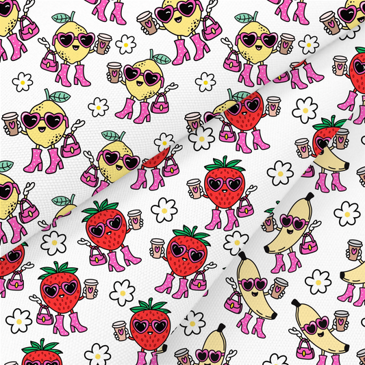 Retro Fruit Character Printed Fabric