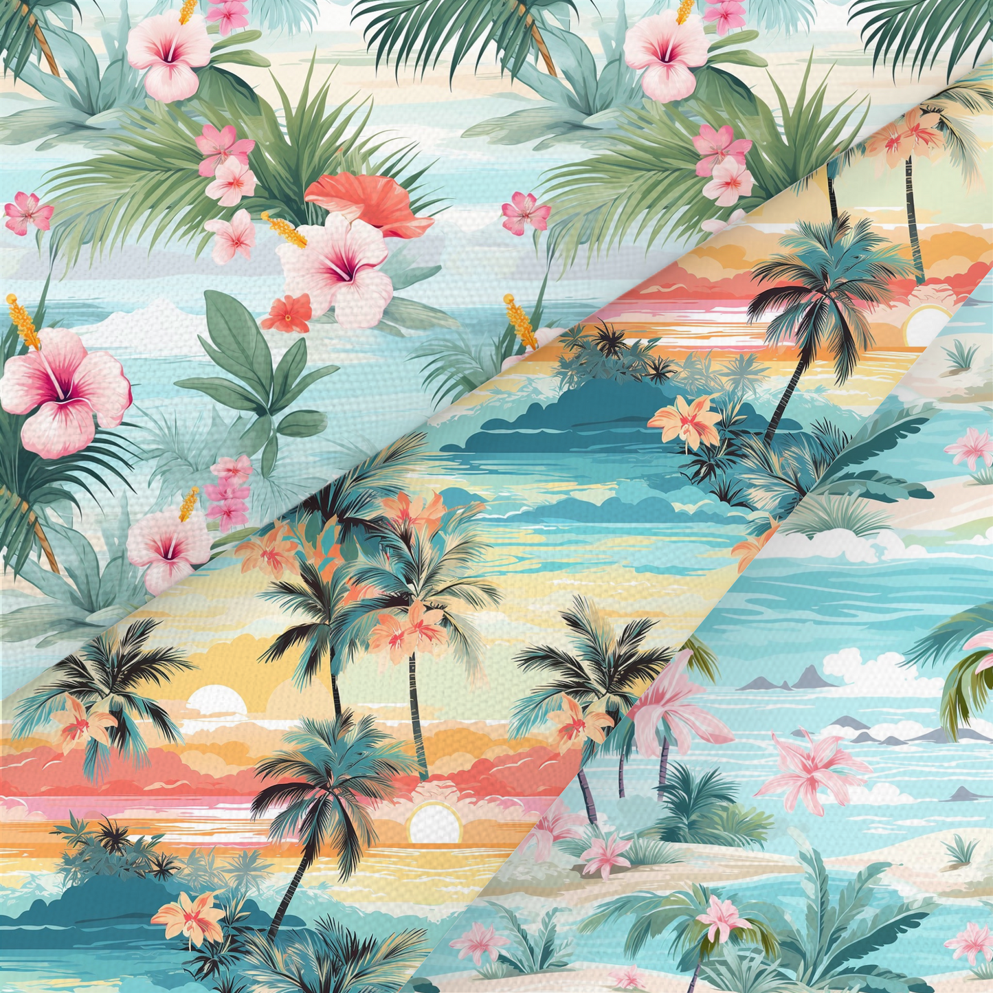 Tropical Beach Printed Fabric