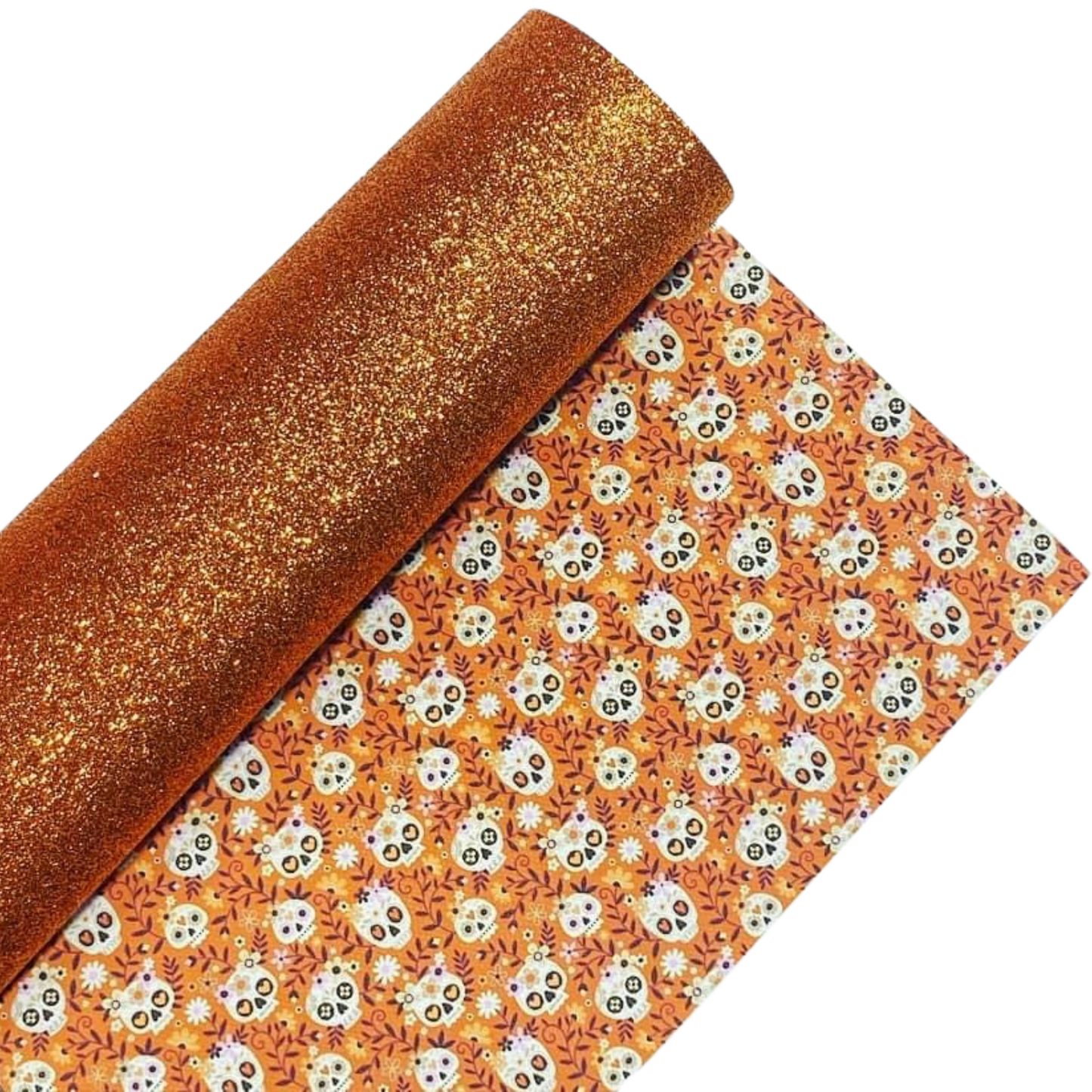 Skull Fine Glitter Double Sided Fabric